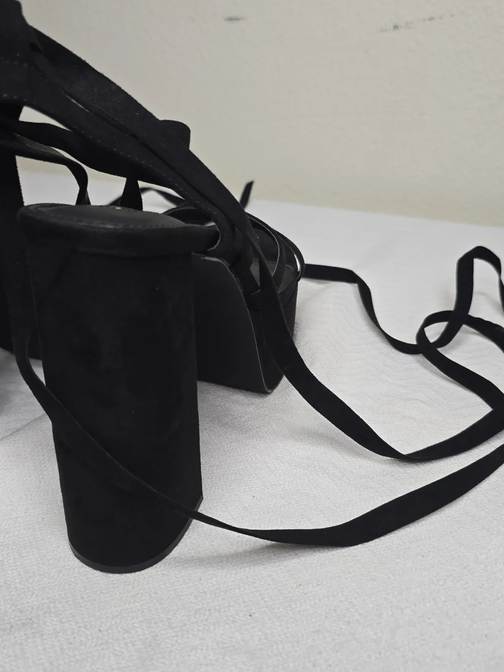 Black Platform Lace-Up Heels – Chunky Block Heel – Women's Size 10